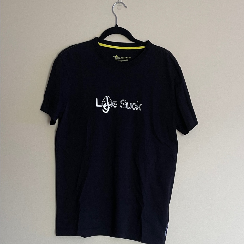 Moose Knuckles Black Short-Sleeve Graphic Tee with White Logo